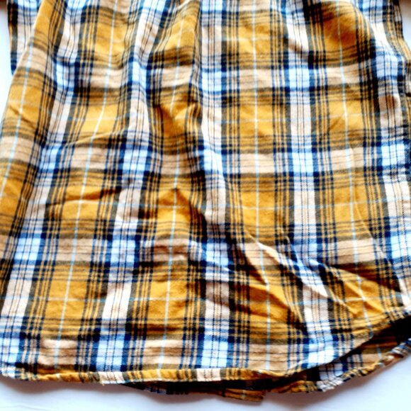 Members Mark Boys Shirt Button Down Flannel Yellow Blue Plaid Long Sleeve 10-12 - Picture 10 of 12